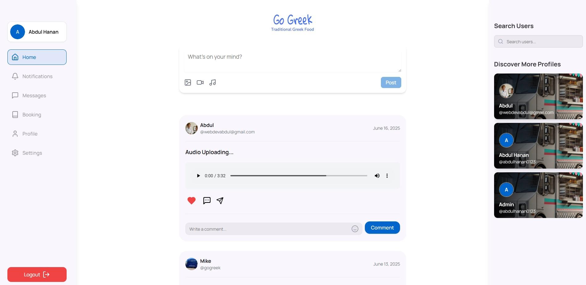 GoGreek Social Platform